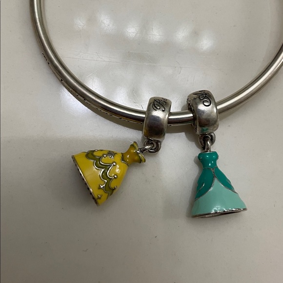 Pandora Silver Bracelet with Yellow and Teal Charms - Picture 3 of 3